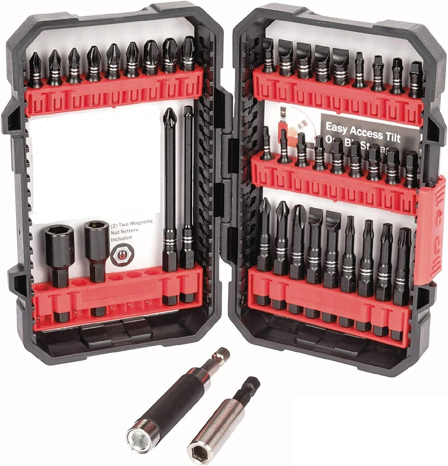 Photo 1 of BIG RED BHT-42IBS01R-3 Torin 42-Piece Professional Impact Screwdriver Bit Case Set, Magnetic Bit Holder/Sleeve: Square, Phillips, Hex and Slotted Bits