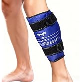 NEWGO Shin Splint Ice Pack for Injuries, Calf Gel Wrap for Shin Splint Relief, Reusable Elbow Ice Pack Wrap, Leg Cold Therapy Sleeve with Soft Plush Backing