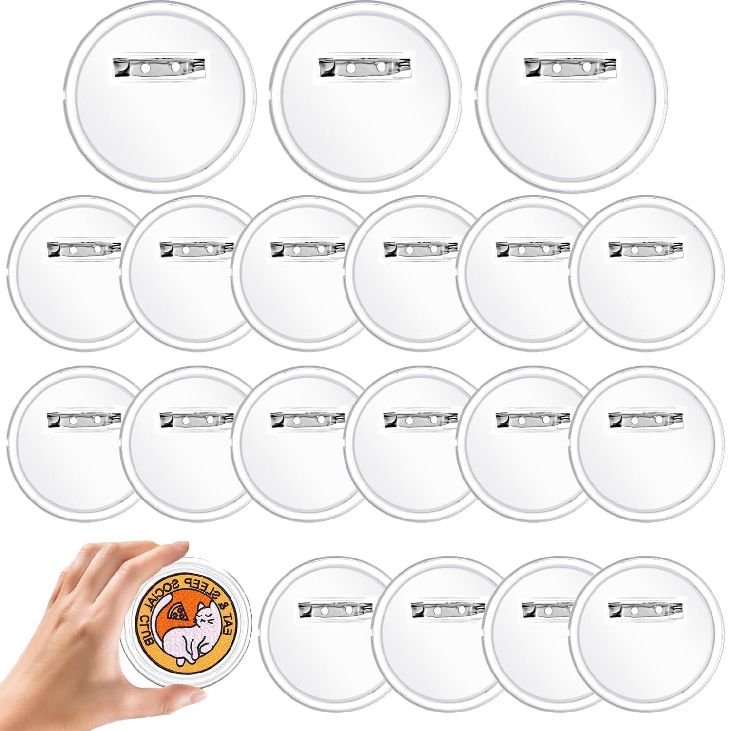 RXKFIGX 30 PCS Acrylic Clear Button Badge Making Kit 60mm with Pin for Custom DIY Design - Picture Craft Supplies for Christmas Festival Gift