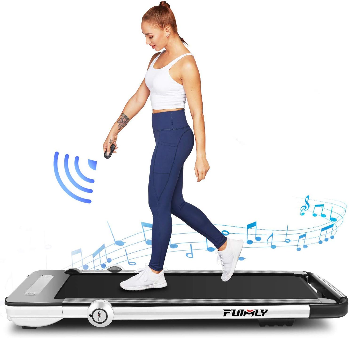 Folding Treadmill, 2-in-1 Under-Desk Treadmill for Home, Office, Gym. Compact Jogging/Running Machine with Remote Control, Bluetooth Speaker and LED Display,No Assembly Needed