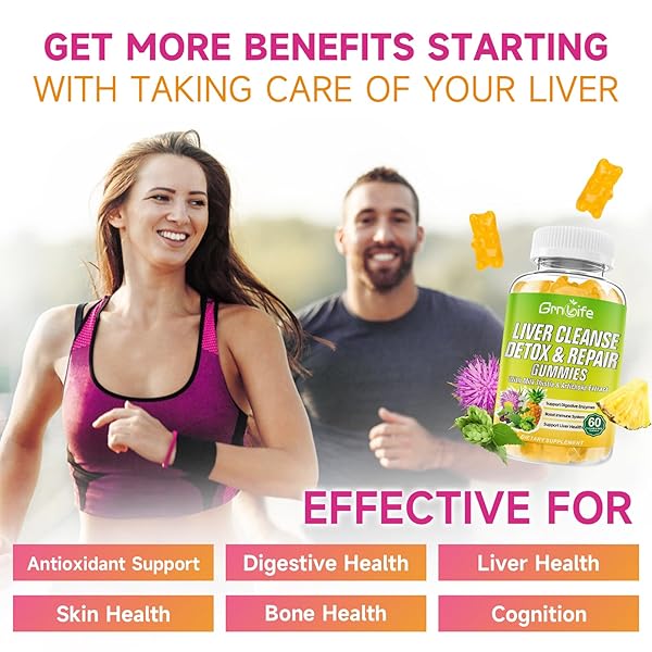 LIVER CLEANSE DETOX & REPAIR GUMMIES WITH MILK THISTLE 3000MG, 24-IN-1 LIVER HEALTH SUPPLEMENT WITH DANDELION, ARTICHOKE, SUGAR FREE LIVER DETOX GUMMIES, PINEAPPLE FLAVOR – 60 COUNT