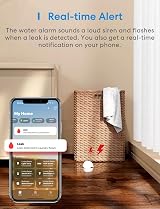 Meross Smart Water Leak Detector Hub Required App Alert IP67 HomeKit view 6