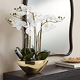 Dahlia Studios Belvois White Orchid 22" High Faux Flowers in Ceramic Pot