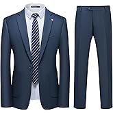 WULFUL Men's 2 Piece Slim Fit Suit Set One Button Blazer Jacket Pants Tuxedo Set for Party, Wedding and Business