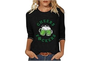 KICILVS St Patricks Day Shirts for Women Irish Shamrock Green Tshirt 3/4 Sleeve Shirts for Women Saint Patricks Day Shirts