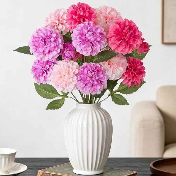 INXUGAO ARTIFICIAL FLOWERS FOR VASE,6 BUNCHES FAKE 27.5“...