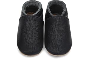 Aijoviko Genuine Leather Baby Booties Soft Sole Toddler Walking Shoes Flexible&Breathable Baby Slippers for First Walkers Boys Girls