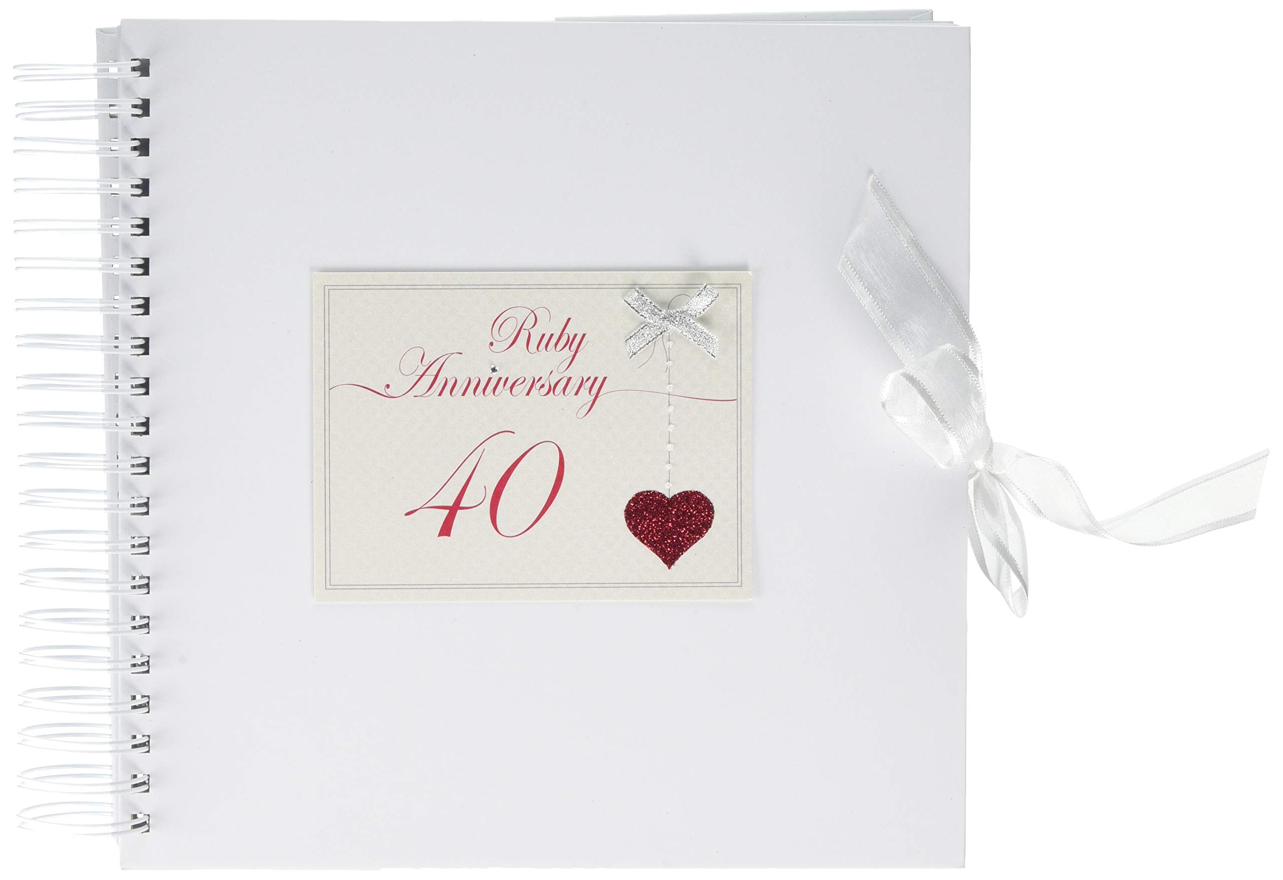 White Cotton Cards 40th Anniversary Sparkling Love Heart Card & Memory Book (LLA40C)