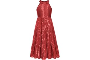 GRACE KARIN Girls Sequin Dress Formal Party Elegant Fancy Girls Maxi Long Dress for 5-14Y