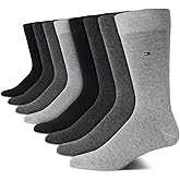 Tommy Hilfiger Mens Dress Socks - 8 Pack Lightweight Everyday Crew Work Socks for Men for Casual and Formal Wear