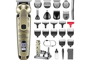 VGR 095 Beard Trimmer for Men, 7 in 1 Waterproof Cordless Hair Clippers and Trimmers Set, Electric Razor Shavers T-Blade Hair Trimmer Grooming Kit for Nose Body Ear Face Mustache, V-103