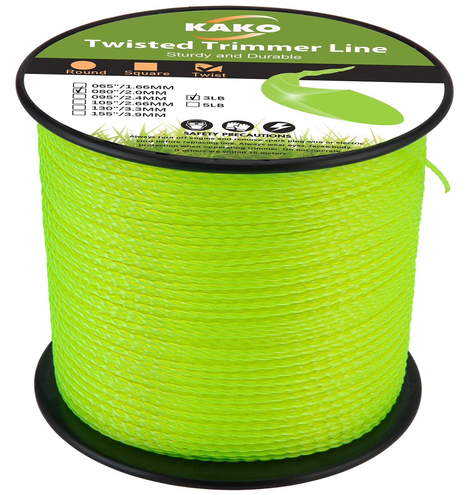 Photo 1 of 080 Trimmer Line Heavy Duty, Twisted Weed Eater String .080, 080 String Trimmer Line 0.08In-1480Ft-3Lb Twisted Weed Wacker String .080 Compatible with Ryobi, Ego, Greenworks String Trimmers and more