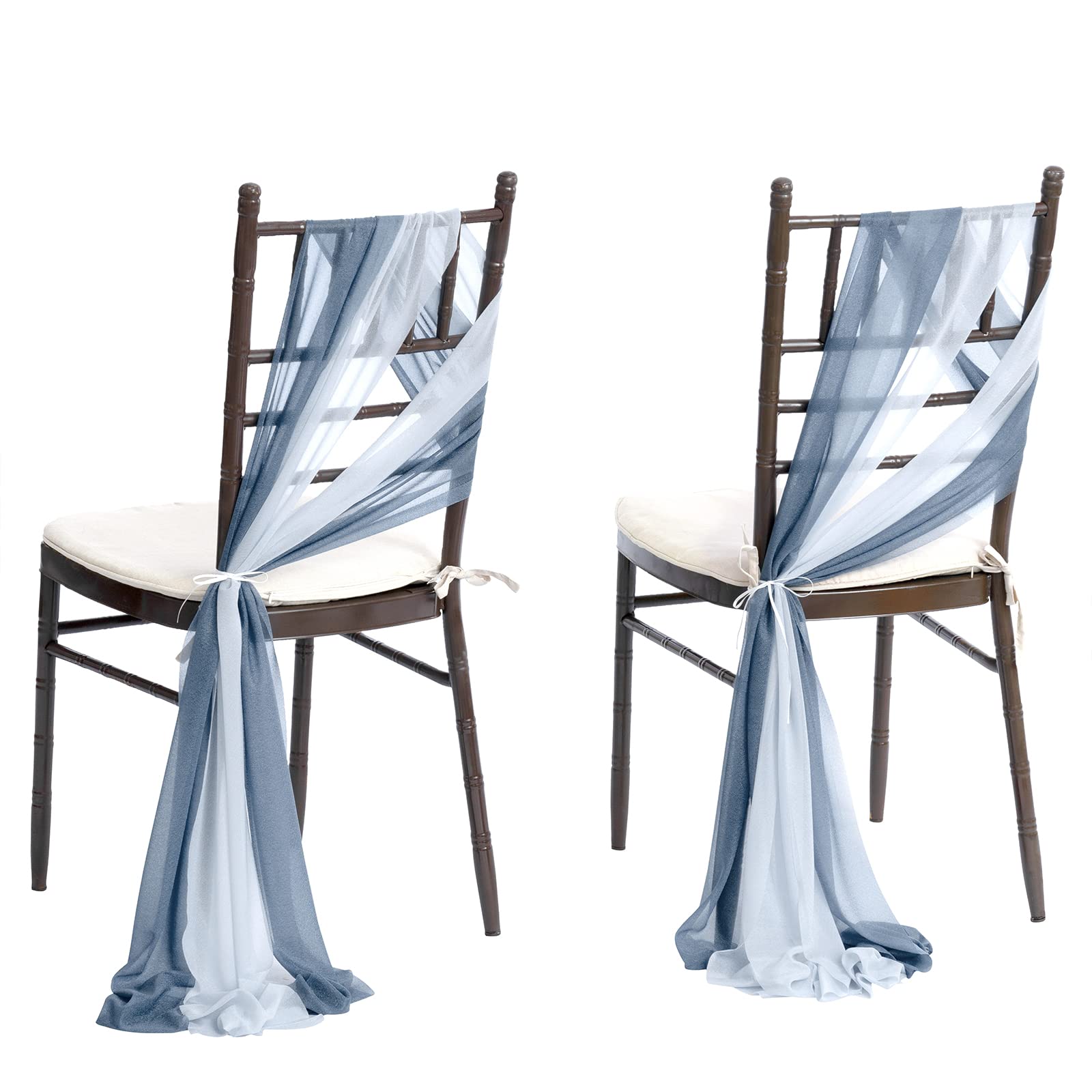 Photo 1 of Ling's moment Wedding Chair Sashes Cover Aisle Decorations Draping Fabric Wrinkle-Free with Tie 16pcs Dusty Blue Ice Blue for Party Ceremony Reception Floral Arrangement Banquet Outdoor Decor