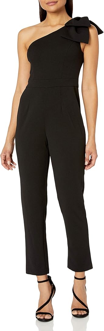 adrianna papell one shoulder bow jumpsuit