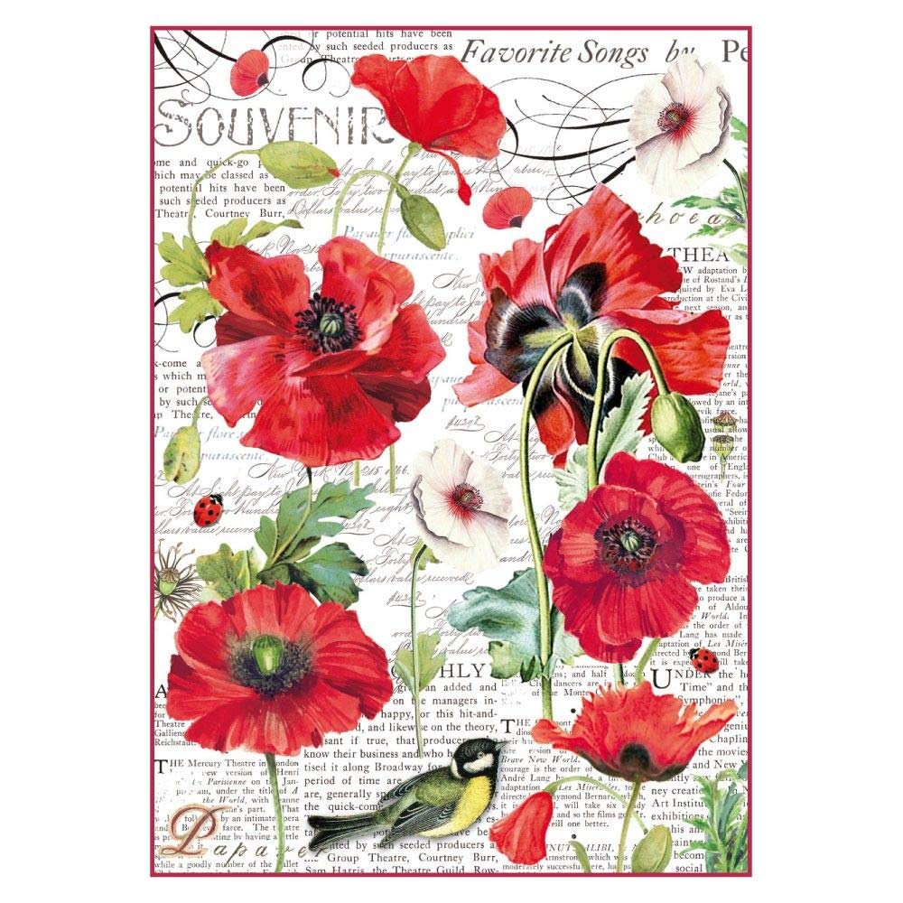 Stamperia 21 x 29.7 cm Amapolas Rice Paper, Multi-Colour