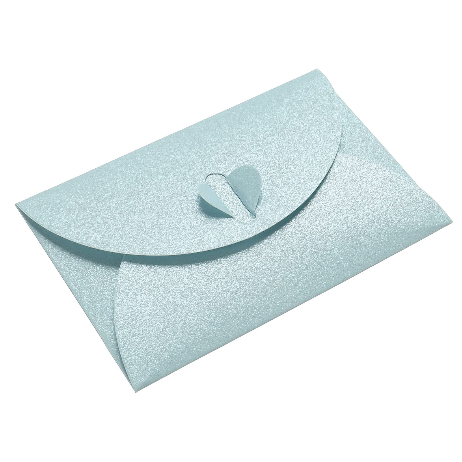PATIKIL Mini Envelopes, 24 Pack Heart Clasp Tiny Items Storage Cute Present Card Holder for Wedding Greeting Party, Light Blue