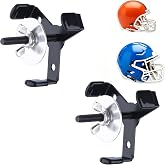 Metal Football Helmet Wall Mount Display Hanger Holder for Full Mini Helmet | 2 pack, floating football helmet on wall securely, heavy duty metal hanger with rubber cap, anti-scratch, black