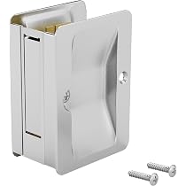 Richelieu Onward Pocket Door Pull With Privacy Lock – 3-1/4" Rectangular, Brass Finish, Adjustable For 1-1/4" To 1-1/2" Doors
