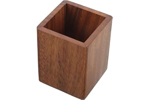 VANZACK Wooden Black Walnut Makeup Brush Holder Organizer Makeup Brush and Hair Storage Box Desk Pen
