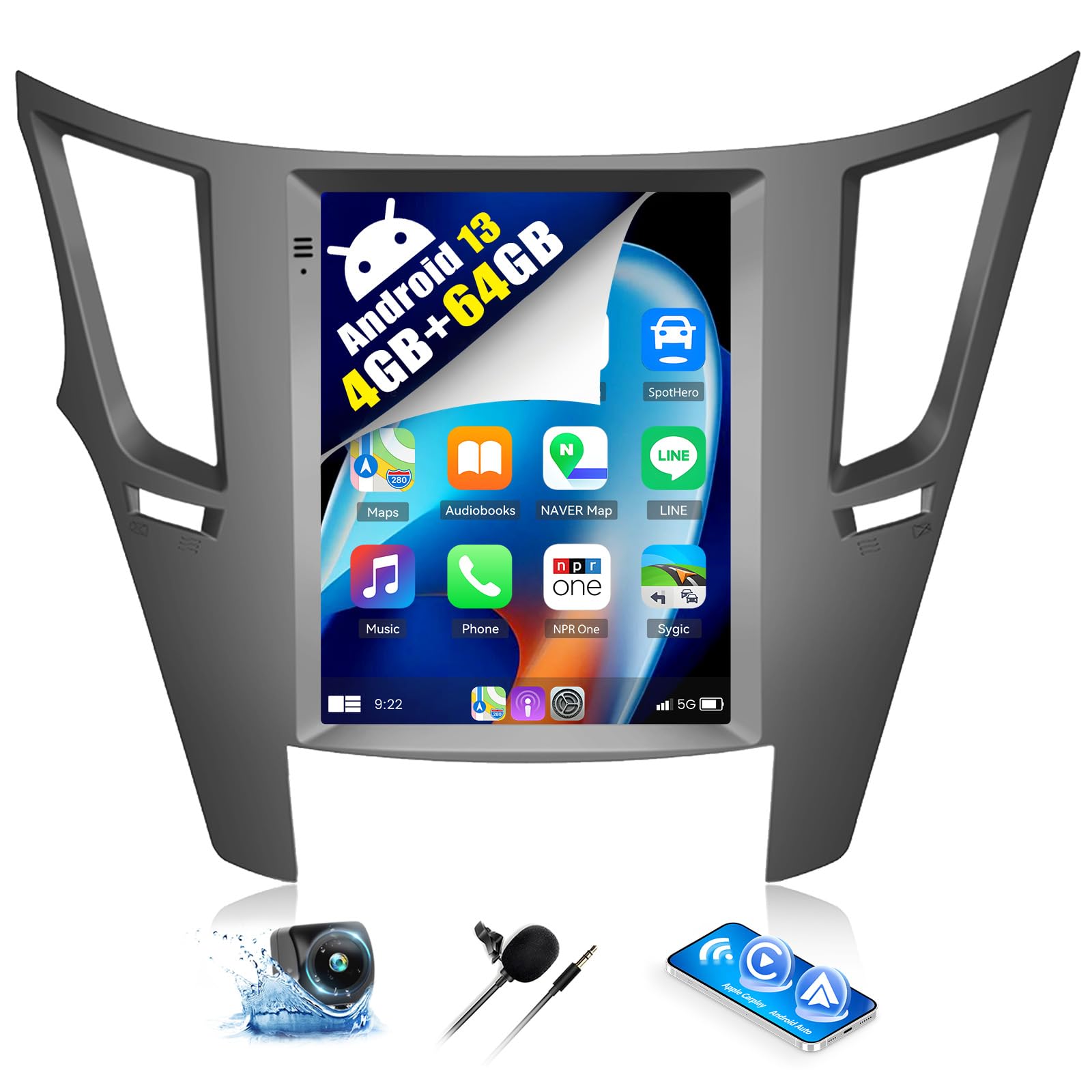 Photo 1 of SIXWIN 4G+64G Android 13 Car Stereo for Subaru Outback Legacy 2010-2014 9.7 Inch Touch Screen with CarPlay Android Auto Mirror Link UI Bluetooth FM GPS Navigation WiFi FM SWC Backup Camera MIC