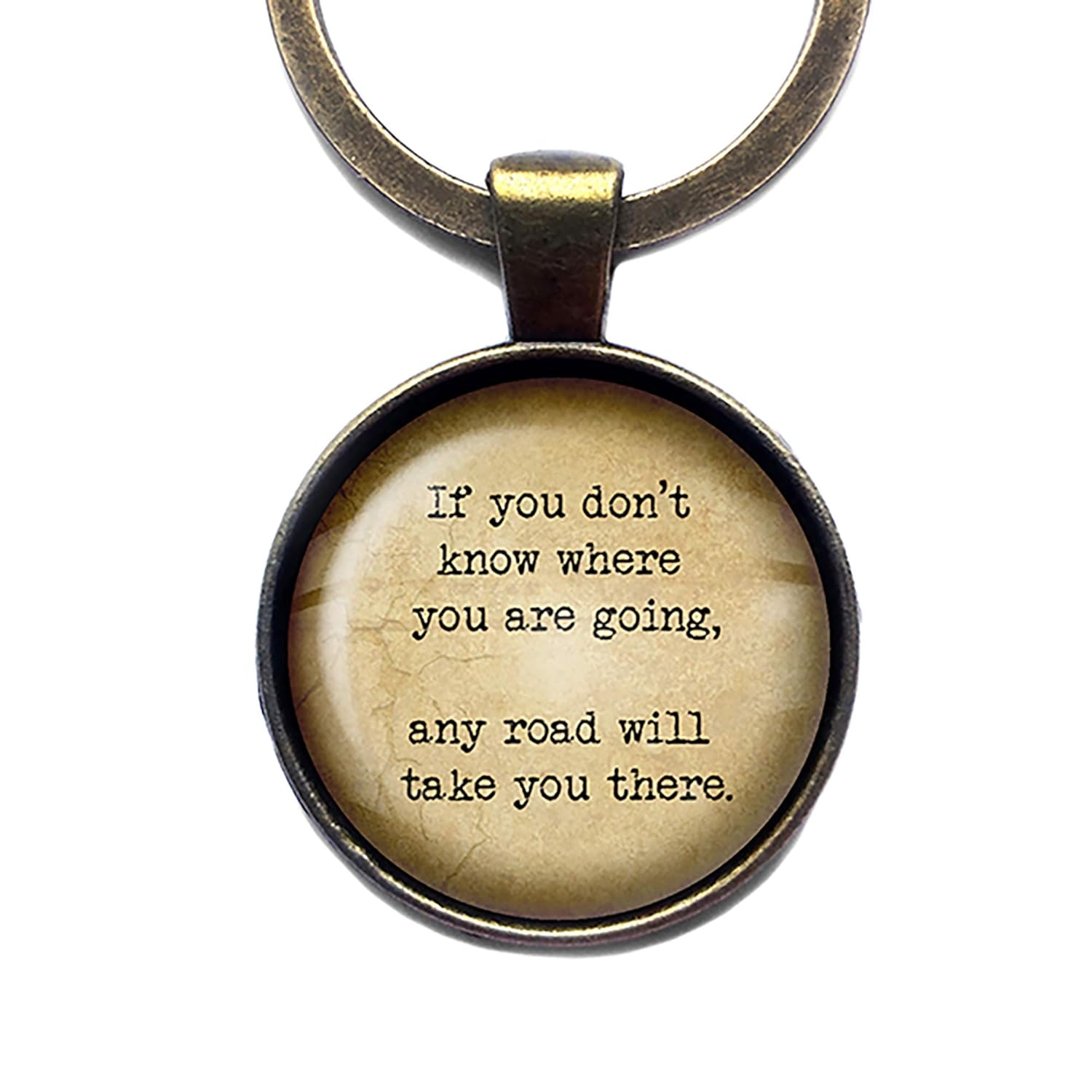 Clothing Shoes Accessories Alice In Wonderland Any Road Will Take You There Bronze Keychain Keyring Luggage Travel Gear