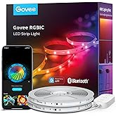 Govee RGBIC Strip Lights, 65.6ft Smart LED Lights for Bedroom, Bluetooth Lights APP Control, DIY Multiple Colors on One Line,