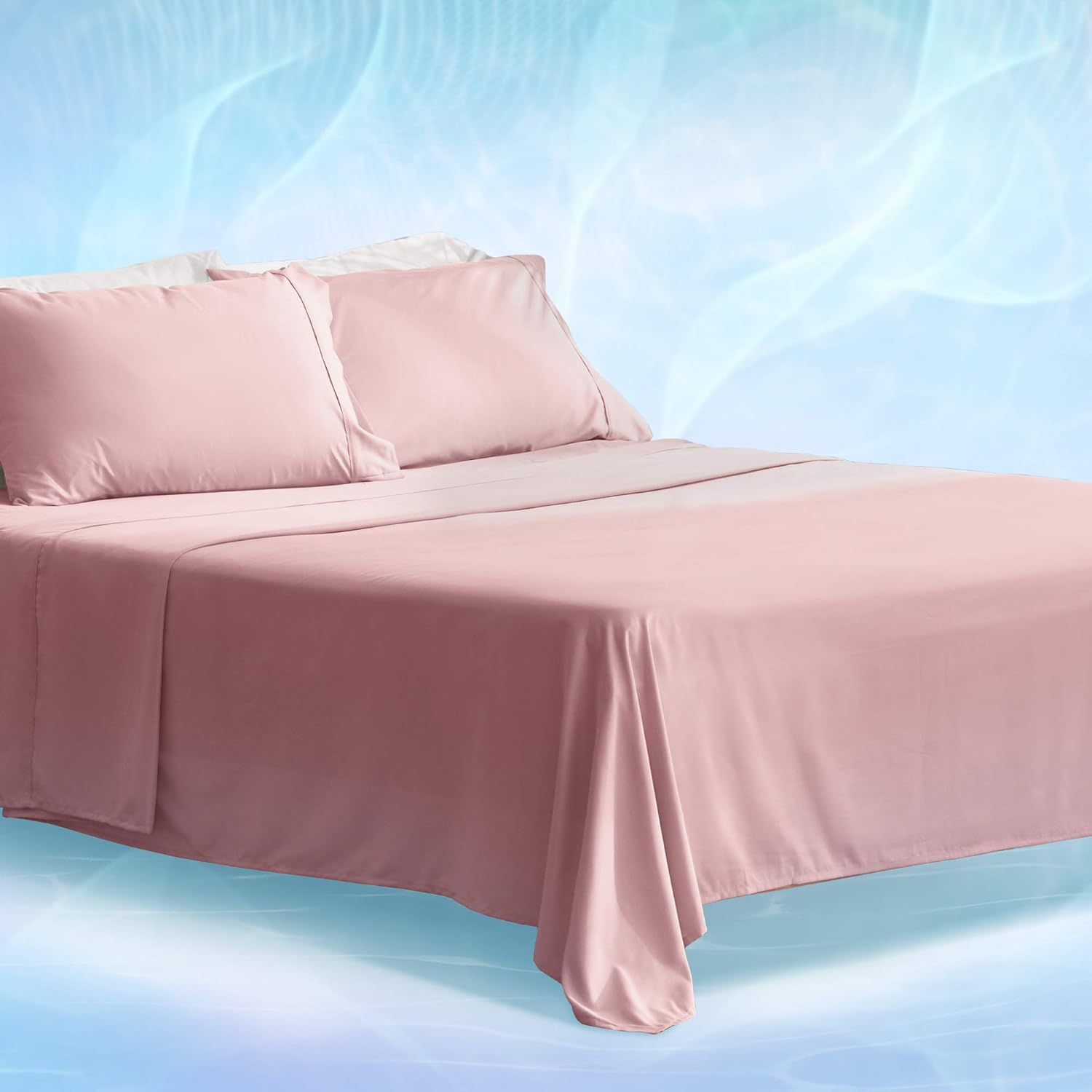 SLEEP ZONE Bed Sheet Set Repreve Microfiber Bedding Sheets Ultra Soft Wrinkle Free Hypoallergenic Fade Resistant with Deep Pocket Easy Care, Pink, Queen: Home & Kitchen