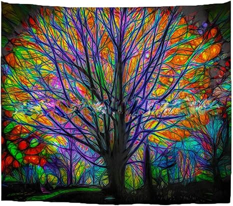 Amazon Co Jp ファッションタペストリーカラフルな木のタペストリーサイケデリックタペストリーボヘミアンマンダラタペストリーファッションタペストリーの家の装飾 153 102cm ホーム キッチン