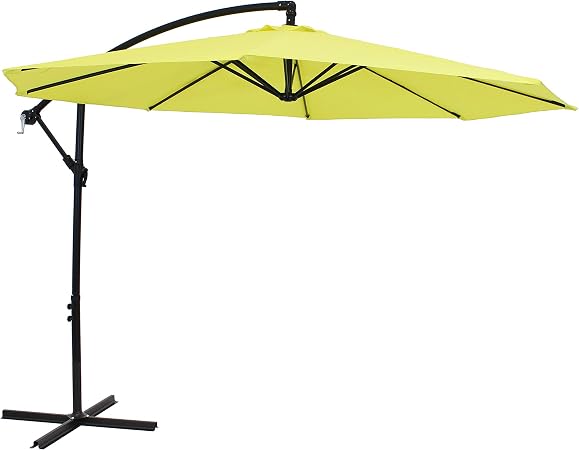 Amazon Com Sunnydaze Outdoor Cantilever Offset Patio Umbrella Outside Waterproof Polyester Shade Steel Pole Air Vent Cross Base And Crank Deck Backyard And Pool 9 Foot Sunshine Garden Outdoor