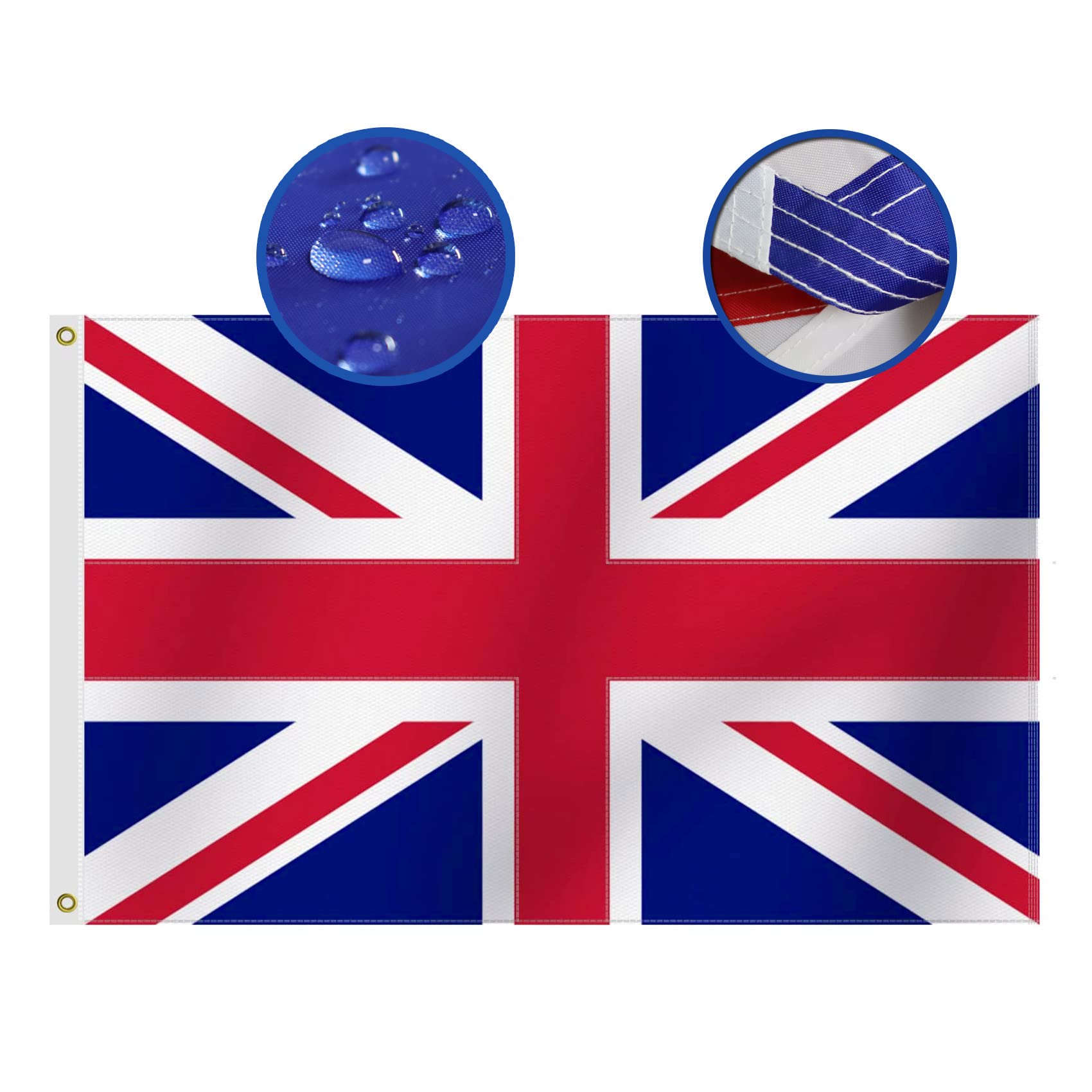 Omnisexual Heavy Duty Union Jack Flag 3x5 FT Sewn Oxford Nylon 210D British National Flag Quadruple Stitched Fly Ends Brass Grommets Indoor Outdoor Waterproof Double Sided United Kingdom UK Flags