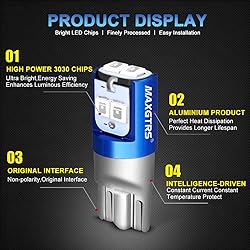 MAXGTRS 194 LED Light Bulb Blue 168 2825 W5W T10