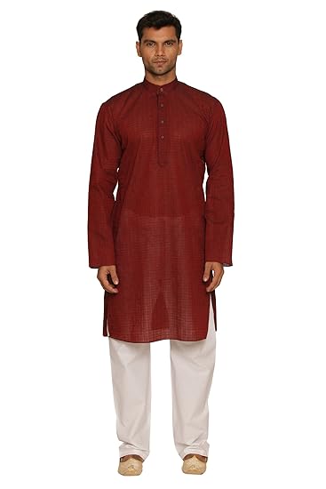 Men's Full Sleeve Regular Fit Banded Collar Striped Kurta