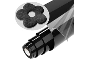 JAVIGA 10" x 6ft Black Puff Vinyl Heat Transfer, Black Iron on Vinyl Roll for Cricut, Black HTV Compatible with All Cutting Machine and Heat Press