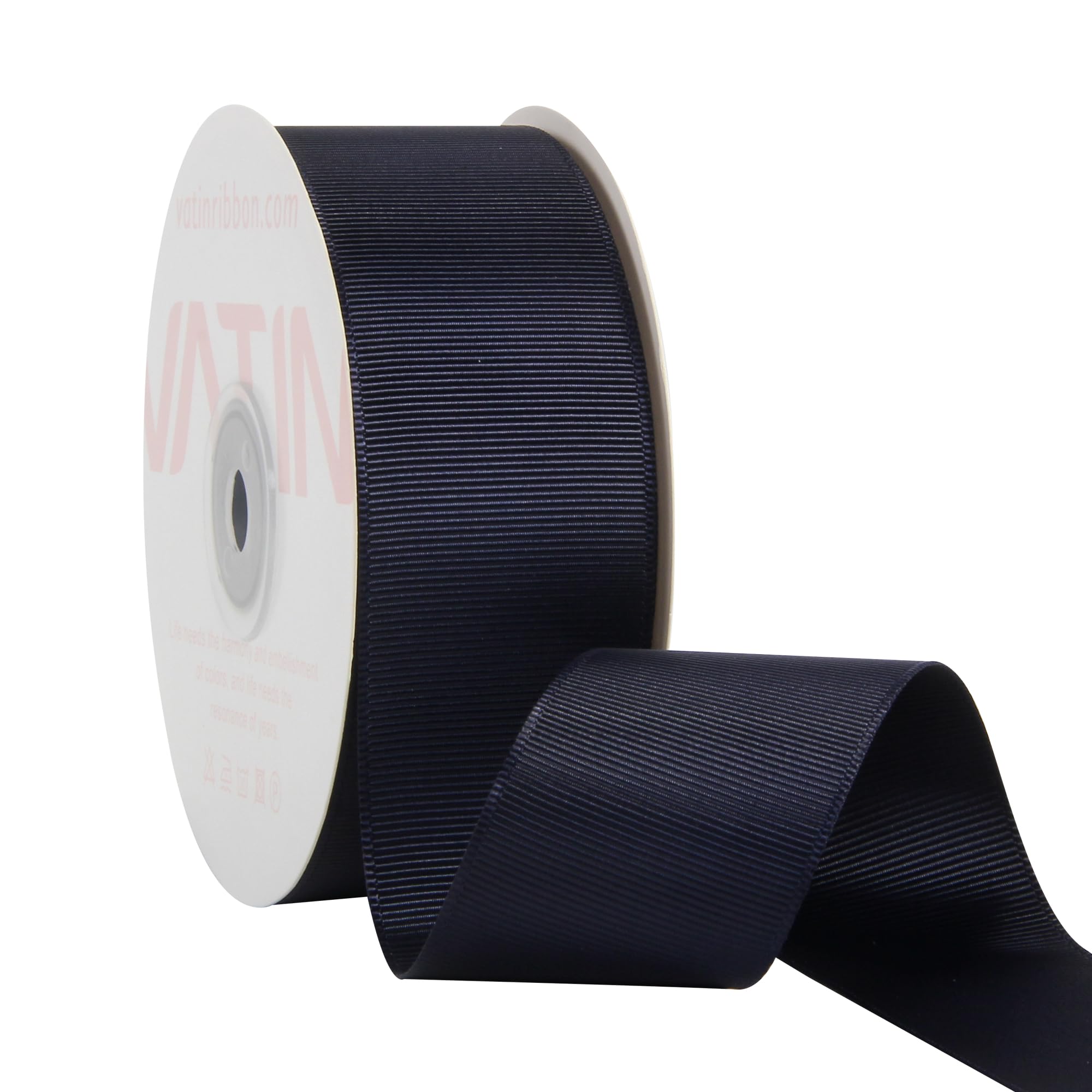 VATIN 38 mm Solid Navy Blue Grosgrain Ribbon Spool -23 Metres, Great for Sewing, Gift Wrapping, Hair Bows, Flower Arranging, Home Decorating