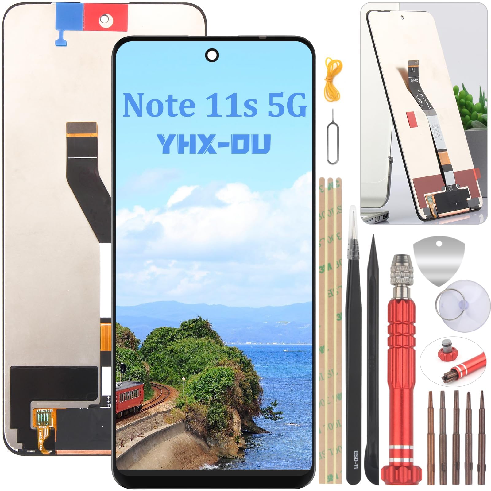 YHX-OU Screen Replacement for Xiaomi Redmi Note 11s 5G LCD Display Compatible with Redmi Note 11s 5G 22031116BG Touch Screen Digitizer Assembly 6.6 Inches Black with Repair Tools