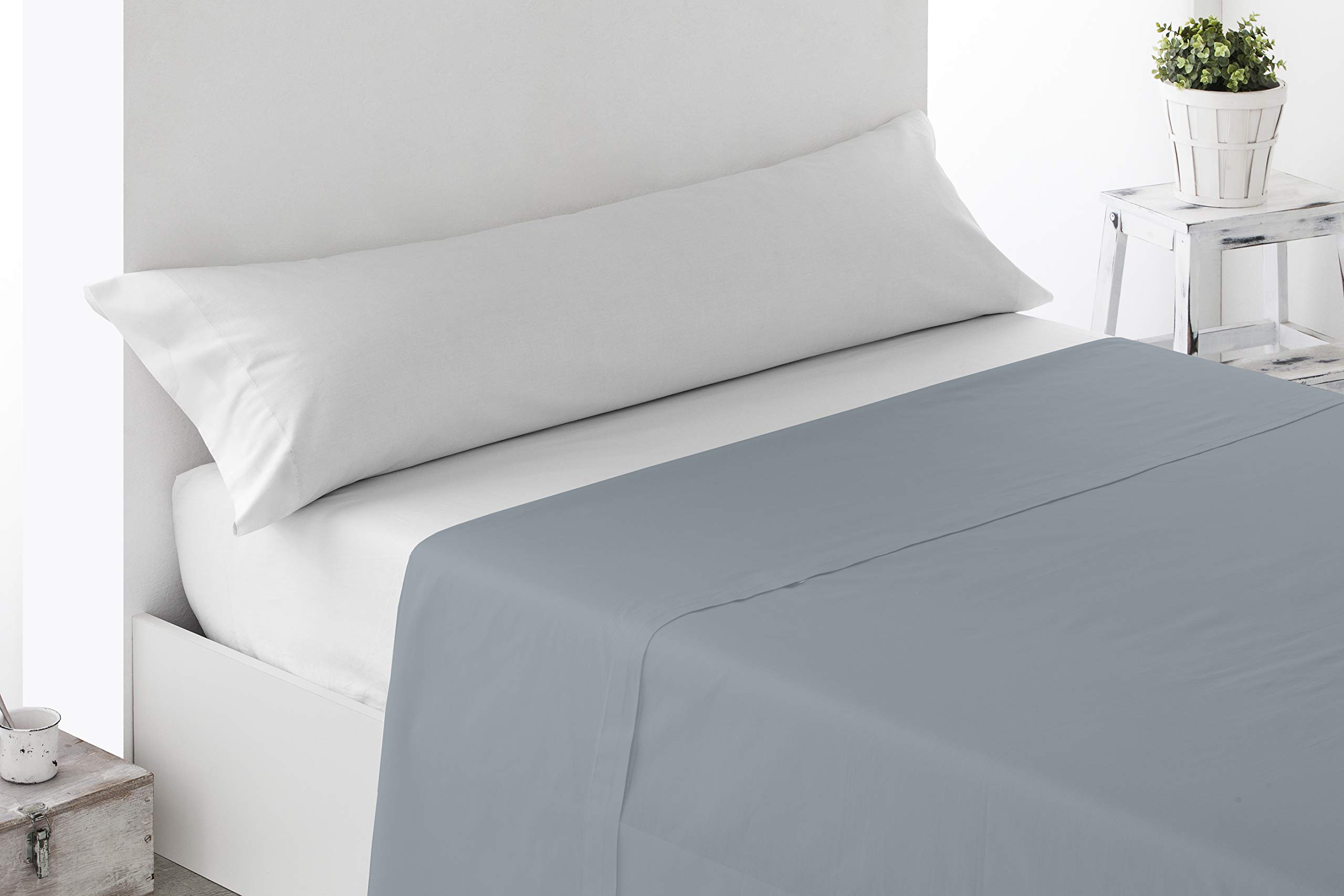 Miracle Home. Top Sheet Anti Peeling Soft and Comfortable 50% Polyester Cotton 270X160 Bed 90 Grey