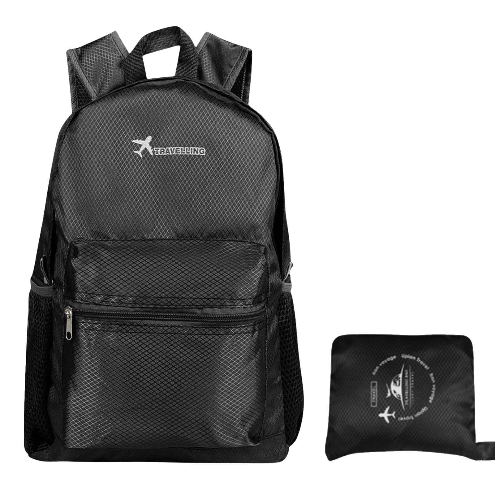 DEARBAG Foldable Hiking Backpack, Foldable Backpack, Ultra Lightweight Rucksack, Unisex Packable Backpack For Men Women, Waterproof Travel Daypack For Outdoor Sport Biking Hiking Climbing (Black)