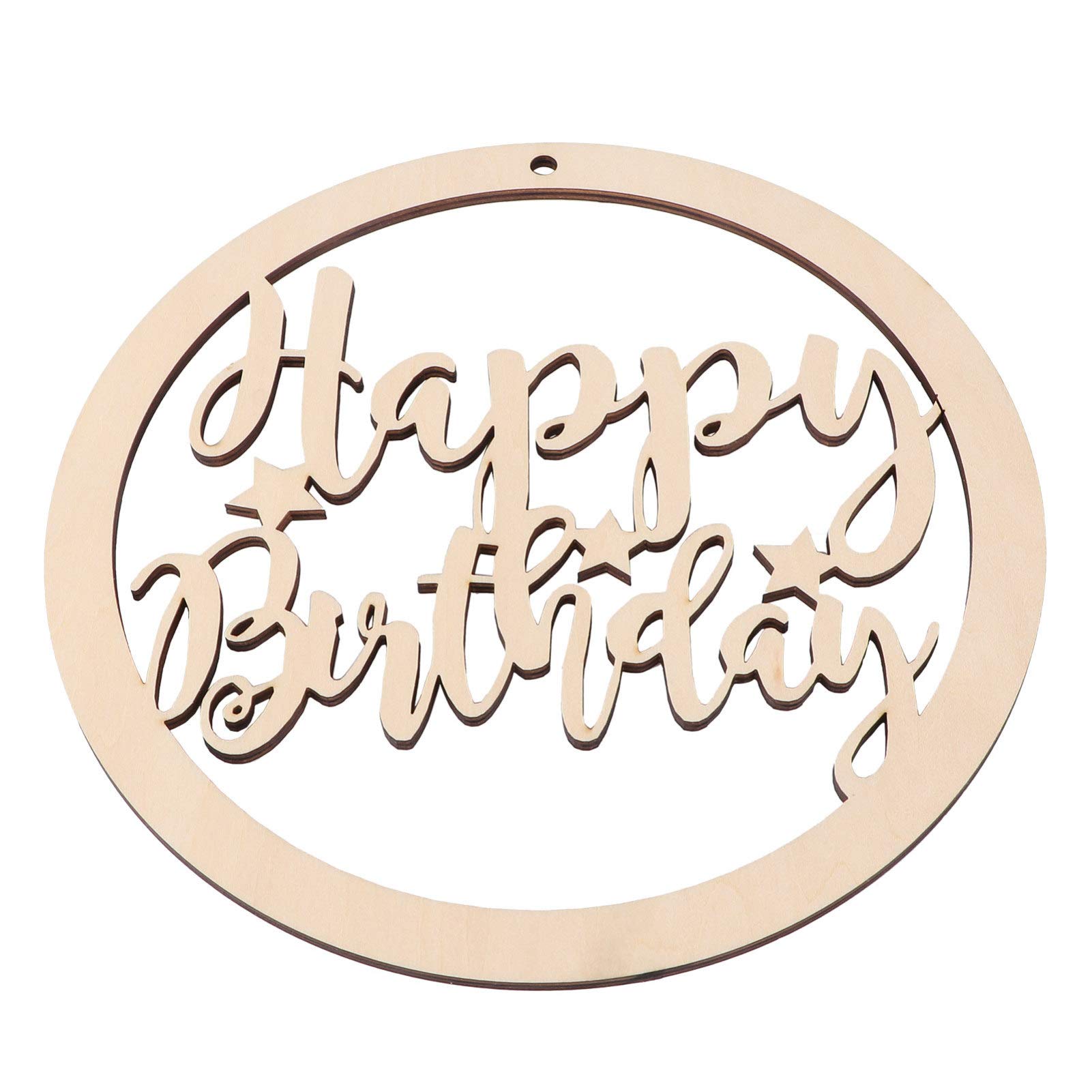 PRETYZOOM Birthday Decoration Sign Wooden Hanging Board Round Plaque 8.66In Party Wall Door Decor for Birthday Celebration