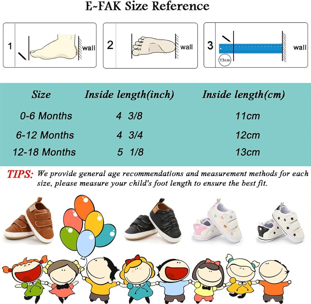  | E-FAK Baby Shoes Boys Girls Infant Sneakers Non-Slip Rubber Sole Toddler Crib First Walker Shoes | Sneakers