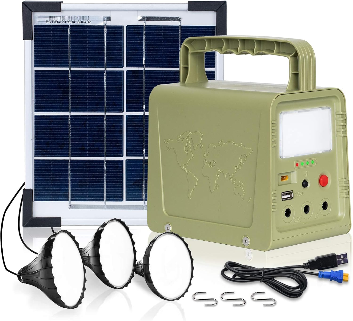ECO-WORTHY Solar Powered Camping Generator with Panels Included, Portable Power Station Rechargeable Power Kit Backup Supply with Flashlights 3 LED Lights, 42 Wh Battery for Emergency, Hurricane, Home