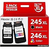 Pitooler for Canon Ink 245 246, Printer Ink for Canon PG-245XL 246XL Black Color, for Canon TS3420 Ink Cartridges, Fit for Pi
