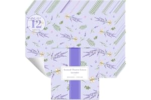 STRN Drawer Liners for Dresser, Lavender Fragrant Drawer Liner 12 Sheets, Non-Adhesive Drawer Paper Liner for Bedroom Shelf Closet, Shoe Chest