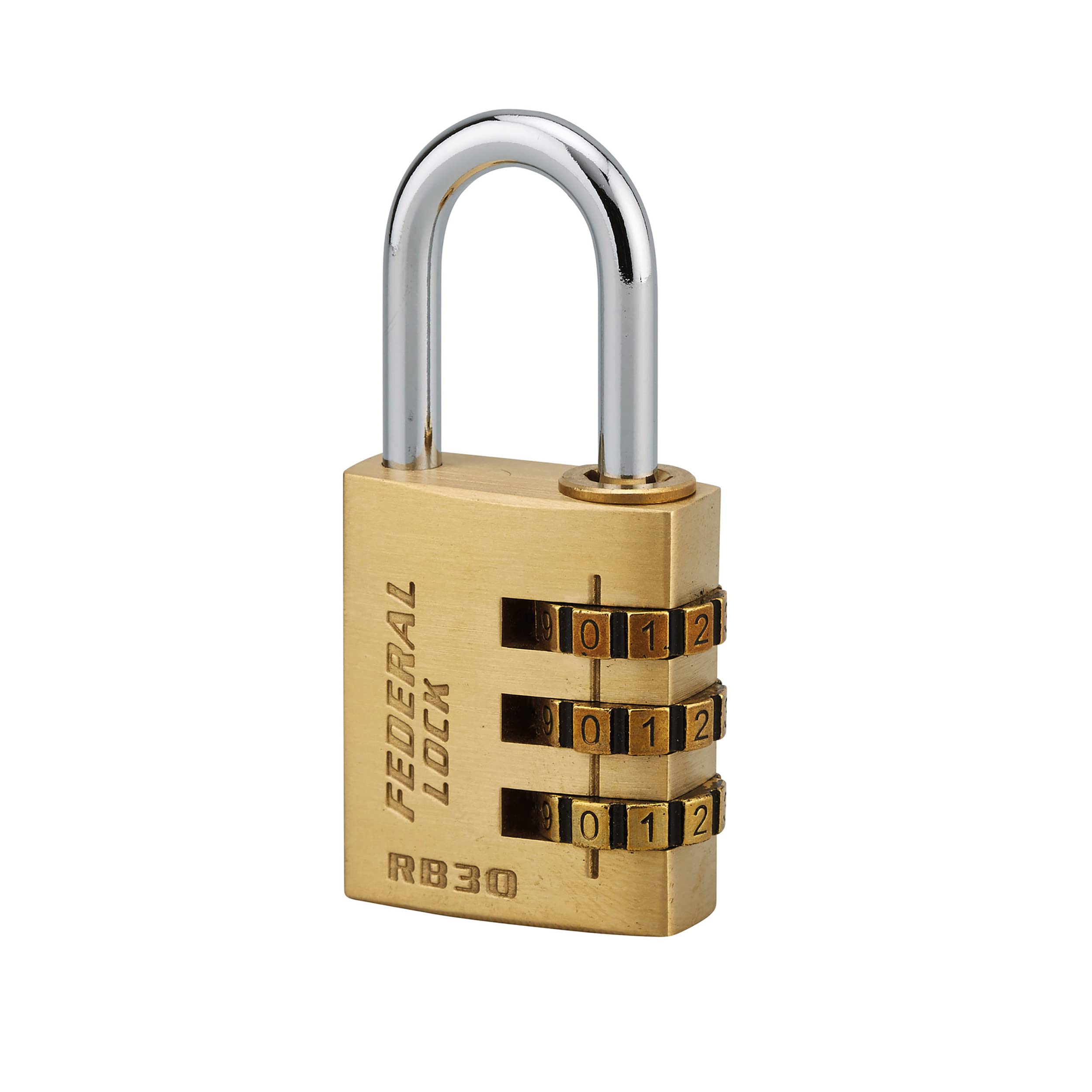 THIRARD FABRICANT DE SECURITE DEPUIS 1920 Thirard 00913946 30 mm – Nickel-Plated Steel Shackle – Rb Padlock – Ferrule Mechanism – Changeable (10,000 Possible Combinations) Monobloc Brass Body, Gold