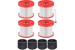 CABICLEAN 4 Pack 49-90-1900 Wet Dry Vacuum HEPA Filter Replacement Compatible with Milwaukee Cordless M18 Vacuum 0780-20 0880-20 with 4 Foam Sleeve Filters