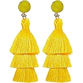 Layered Tassel Earrings for Women Bohemian Colorful Tiered Tassel Dangle Drop Earrings for Christmas Mother's Day Gift