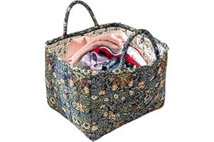 Fabric Storage Basket | Boho Vintage Flower Organizer | Fabric Storage Bins Laundry Hamper,for Home Bedroom Nursery Laundry D