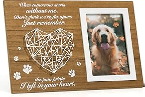 GIRVEM Pet Memorial Gifts, Pet Loss Memorial Frame Leave Paw Prints on our Hearts, Paw Prints Sympathy Frame Gift for Loss of Dog and Cat