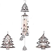 Mornajina Christmas Tree Wind Chime for Outside, Retro Wind Chimes Outdoor, Memorial Wind Chime Tubes with S Hook for Garden Patio Decorations (Christmas Tree)