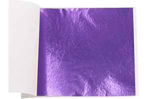 KINNO 100 Sheets Imitation Gold Foil Sheets - Purple GoId Leaf Sheets for Arts Decoration, Sculpture, Gilding, Nails, Handcrafts, Picture Frames, Paintings, Furniture, Wall, 3.15 by 3.35 Inches