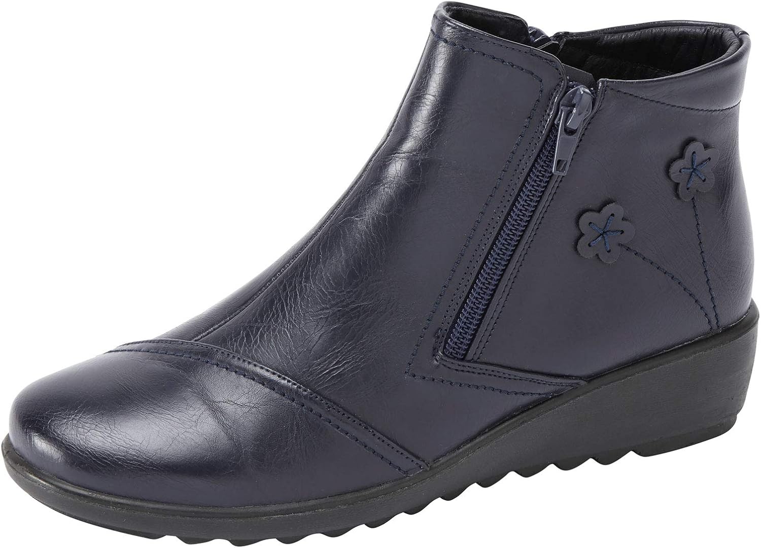 Cotton Traders Womens Ladies Casual Flexisole Dual Zip Flower Detail